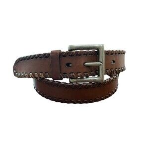 Dimensions by WCM Men's DM3838 Western Whip Stitch Brown Leather Belt  Size 40